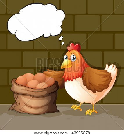 Kuvassa kana munansa potkut