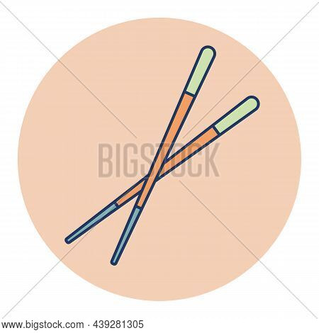 Chinese Chopsticks, Chop Sticks Vector Color Icon. Kitchen Appliance. Graph Symbol For Cooking Web S