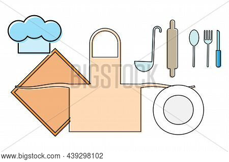 Cook Items In Vintage Style. Cooking Icon Set. Sketch Drawing. Vector Food Illustration. Vector Illu