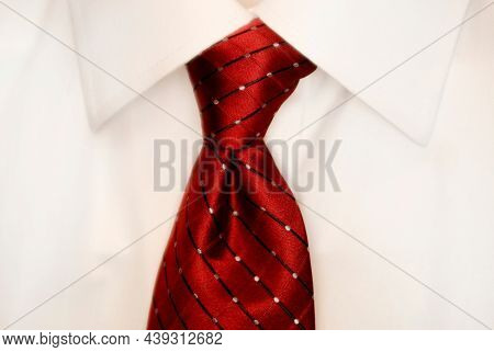 White dress shirt and red power tie for business or formal weal