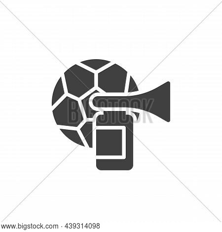 Soccer Air Horn Vector Icon. Filled Flat Sign For Mobile Concept And Web Design. Football Ball And A