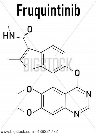 Skeletal Formula Of Fruquintinib Cancer Drug Molecule.