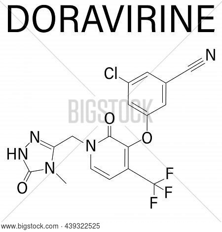 Doravirine Hiv Drug Molecule, Non-nucleoside Reverse Transcriptase Inhibitor. Skeletal Formula.