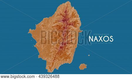 Topographic Map Of Naxos, Greece. Vector Detailed Elevation Map Of Island. Geographic Elegant Landsc