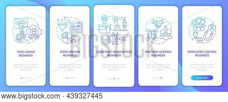 Successful Business Models Gradient Onboarding Mobile App Page Screen. Company Walkthrough 5 Steps G