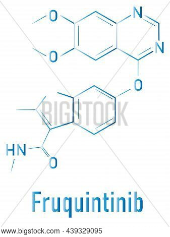 Skeletal Formula Of Fruquintinib Cancer Drug Molecule.