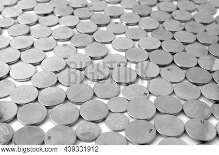 Moscow, Russia, November 10, 2021. Used Big Size Batteries From Different Companies. Scuff Marks Fro