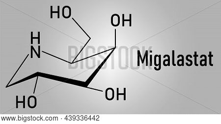 Migalastat Fabry Disease Drug Molecule. Skeletal Formula.