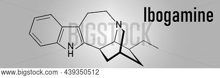 Ibogamine Alkaloid Molecule, Found In Tabernanthe Iboga. Skeletal Formula.