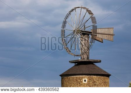 Dutch type windmill With a unique Halladay turbine in Ruprechtov, Southern Moravia, Czech Republic