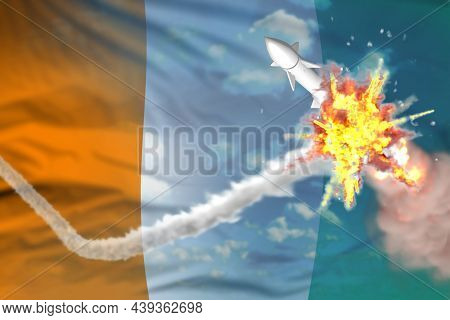 Strategic Rocket Destroyed In Air, Cote D Ivoire Nuclear Missile Protection Concept - Missile Defens