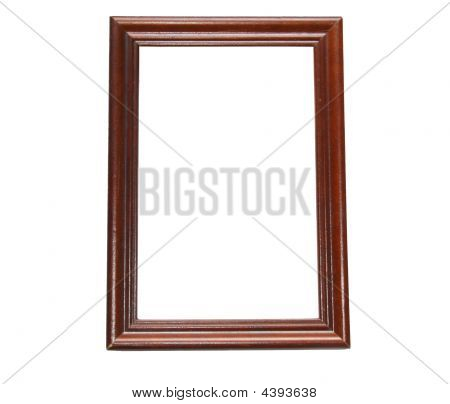 Drewniany ciemny brązowy Photoframework na białym.
