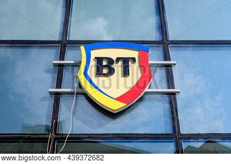 Bucharest, Romania - 6 June 2021: Large Logo At The Entrance Of A Bt Or  Banca Transilvania (transil