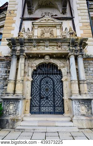 Door At The Entry To The Beautiful Neo-renaissance Building Of Peles Castle (castelul Peles) Near Bu
