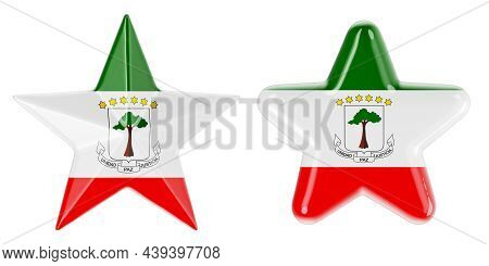 Stars With Equatoguinean Guinea Flag, 3d Rendering Isolated On White Background