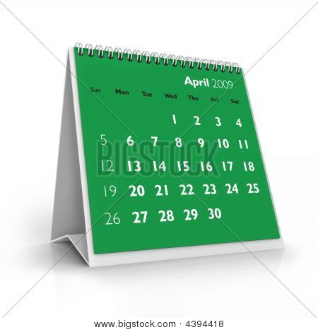 2009 日历。4 月