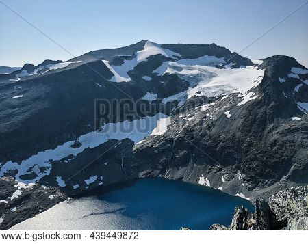 Beautiful View From The Mountain Bispen Above The World-famous Trollstigen. Landscape In Norway. Mou