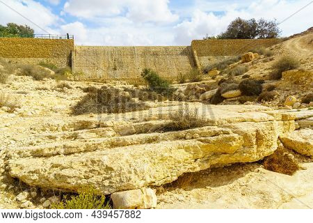 View Of The Dam In Yeruham Lake Park, The Negev Desert, Southern Israel