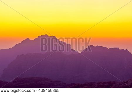 Sunset View Towards Jabal Harun (traditionally Burial Place Of Moses Brother Aaron), Near Petra, Sou