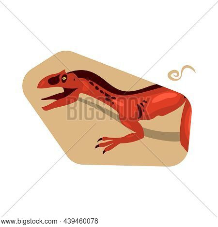 Jurassic Monster Giant Ancient Dinosaur Composition With Cartoon Style Image Of Reptile Vector Illus