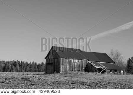 Old Barn On A Farm In The Canadian Countryside