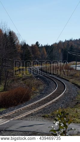 Railroad Crisscrossing The Canadian Countryside In November