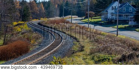 Railroad Crisscrossing The Canadian Countryside In November