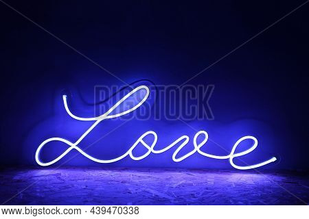 Blue Neon Sign Love. Trendy Style. Neon Sign. Custom Neon. Home Decor.
