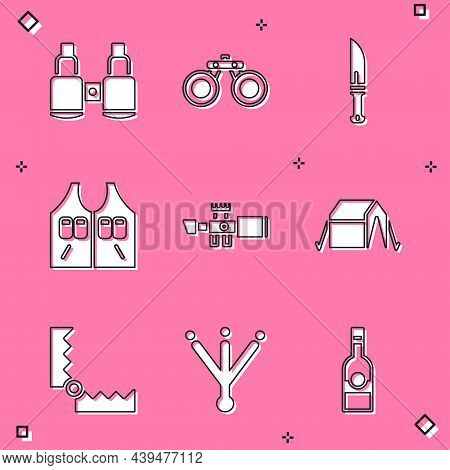Set Binoculars, Hunter Knife, Hunting Jacket, Sniper Optical Sight, Tourist Tent, Trap Hunting And B