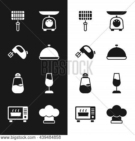 Set Covered With Tray Of Food, Electric Mixer, Barbecue Steel Grid, Scales, Salt, Wine Glass, Chef H