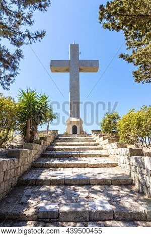 Cross On Top Of Filerimos Mountain, Rhodes Island, Greece