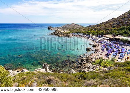 Ladiko Beach On Rhodes Island In Greece