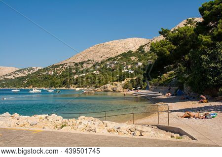 Stara Baska, Croatia - 6th September 2021. Tourists Annd Locals Enjoy The Late Summer Coast Of Stara