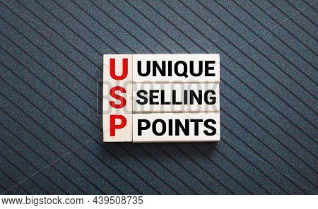 Usp -unique Selling Proposition Text With Keywords Isolated On White Board Background.