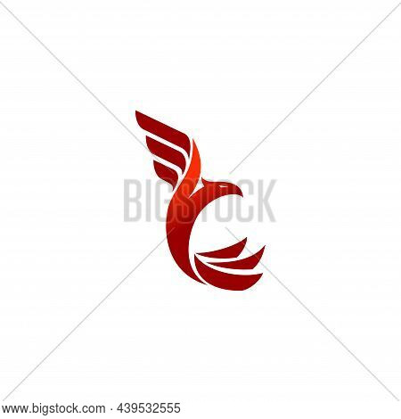 Phoenix Flaying Fire Illustration Template Icon Isolated