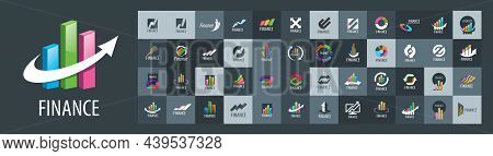 A Set Of Vector Finance Logos On A Gray Background