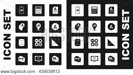 Set Function Mathematical Symbol, Square Root Of X Glyph, Calculator, Angle Bisector Triangle And Ge