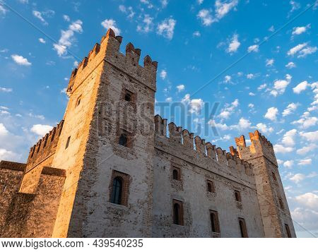 Sirmione Scaliger Castle Called Racca Scaligera Or Castello Scaligero With Battlements