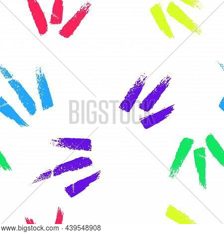 Dry Brushes Seamless Pattern. Minimalistic Creative Trend Abstract. Cheerful Colors, Spring Or Summe