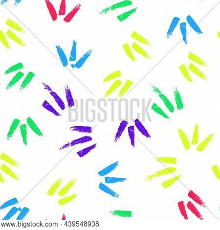 Dry Brushes Seamless Pattern. Minimalistic Creative Trend Abstract. Cheerful Colors, Spring Or Summe
