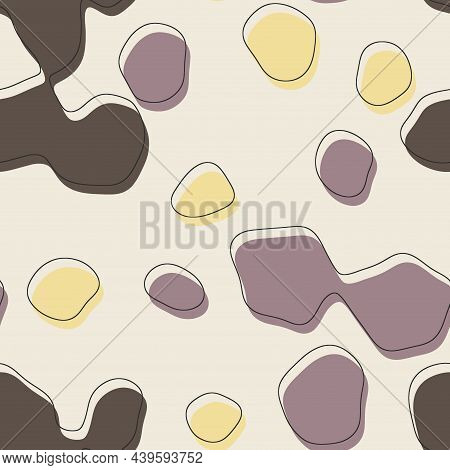 Seamless Abstract Organic Blog Shapes In Various Colors With Offset Outline Surface Pattern Design F