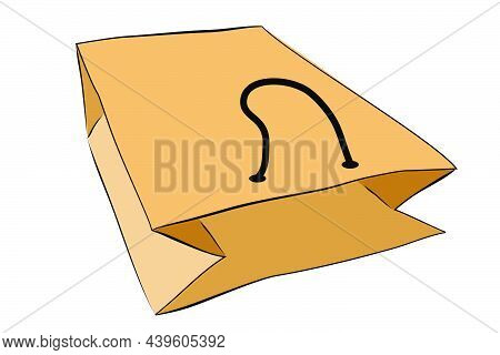 Simple Vector Hand Draw Sketch Brown Mockup Of Paper Bag