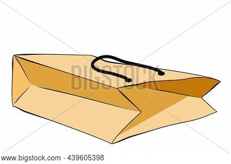 Simple Vector Hand Draw Sketch Brown Mockup Of Paper Bag