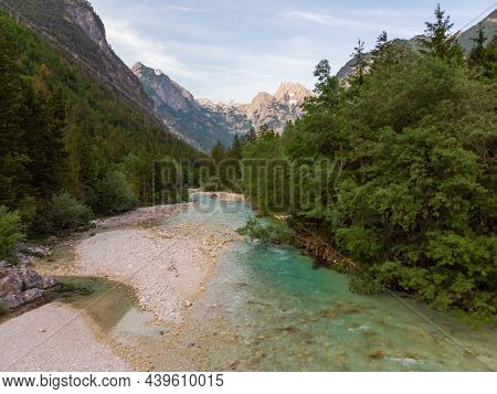 Magical Turquoise Color Of Soca River, Slovenia