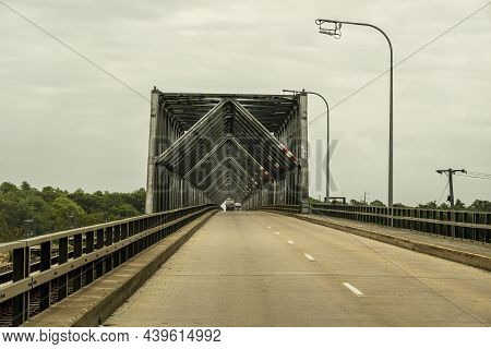 Approach To Large Steel Bridge Over The Burdekin River At Ayr In North Queensland, Australia