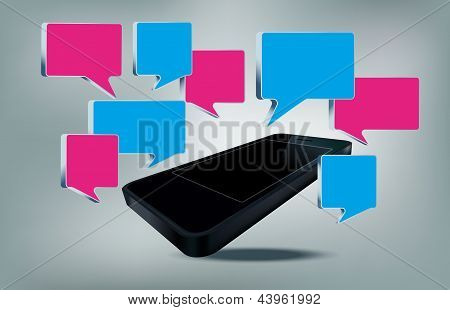 Smarth teléfono con burbujas de texto