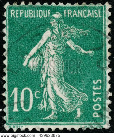 Vintage Stamp Printed In France Circa 1922 Shows Antique Sower