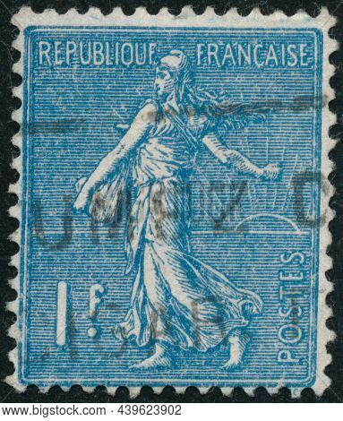 Vintage Stamp Printed In France Circa 1924 Shows Antique Sower