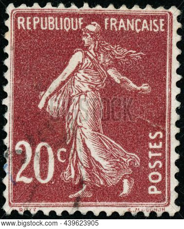 Vintage Stamp Printed In France Circa 1906 Shows Antique Sower