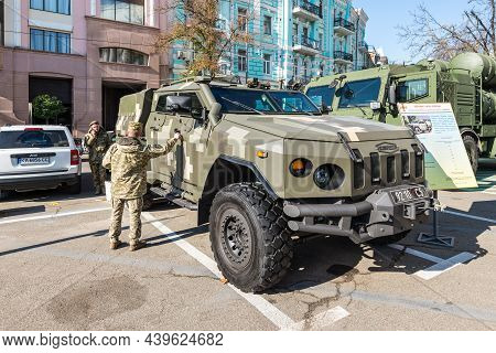 Kyiv, Ukraine - October 15, 2021: The Exhibition Of Modern Samples Of Military Equipment 